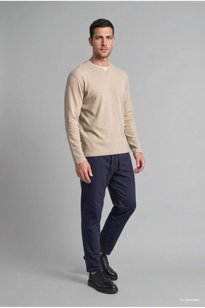 Regular Fit Crew Neck Waffle Sweatshirt I2046Ax26Wn