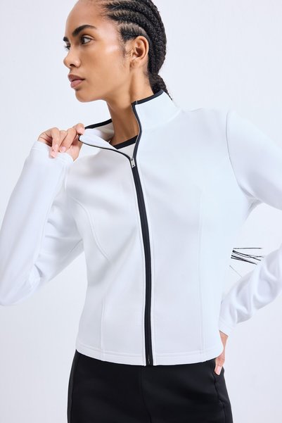 Standard Fit High Collar Zippered Scuba Diving Fabric Basic Sportsman Cardigan H8523Ax26Au