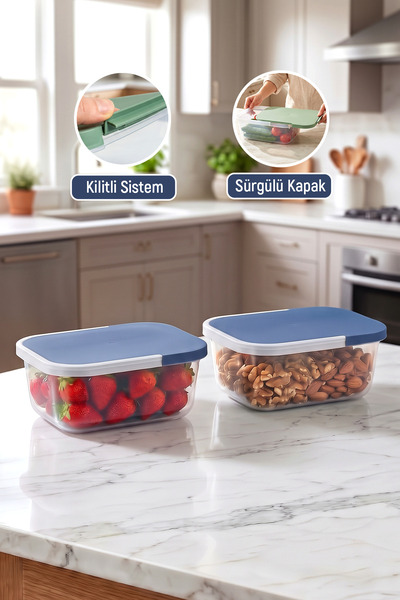 2-Pack 4500 ml Sliding Vacuum Storage Container Freezer Compatible