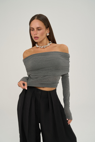 Dawn Carmen Collar Anthracite Blouse