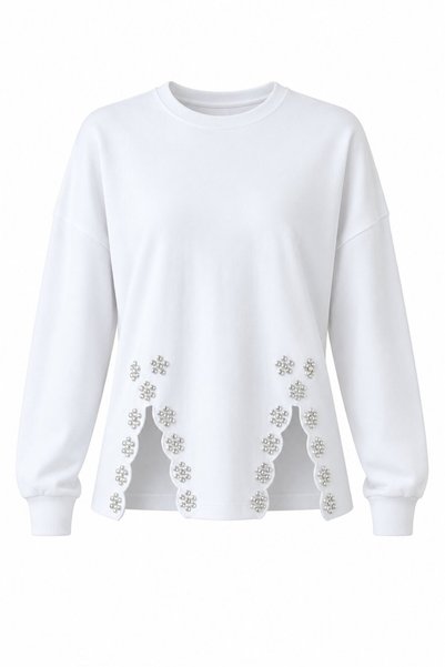 White Stone Embroidered Sweatshirt - 261010