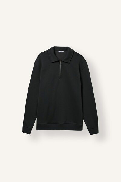 Cotton Regular Fit Polo Collar Thick Fabric Basic Sweatshirt H1833Ax26Au