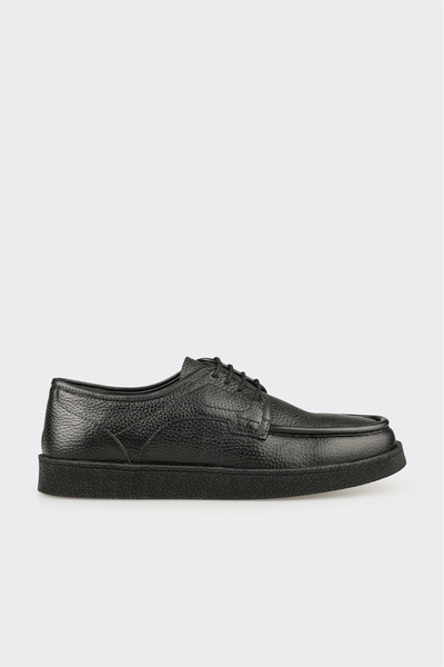 Black Leather Men's Casual Shoes