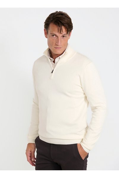 Ace043271003 Ecru Men's Bato Collar Sweater