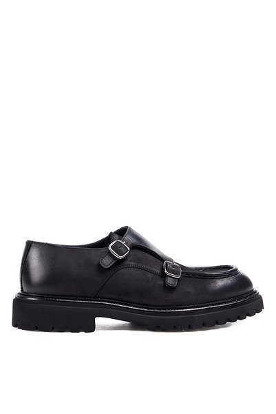 Stes-Sayk Black Men's Leather Casual Shoes