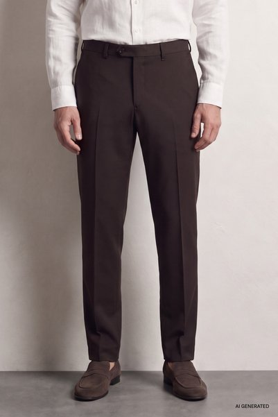 Ds Damat Brown Diagonal Fabric Trousers
