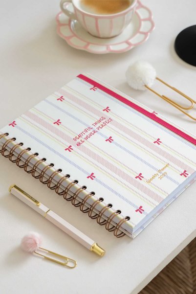 2027 Year A5 Agenda Spiral Bound 15X21 cm - 12 Months with Bow