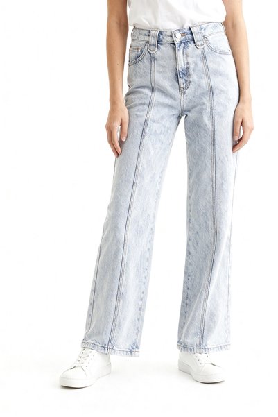 High Straight Fit Denim Pants