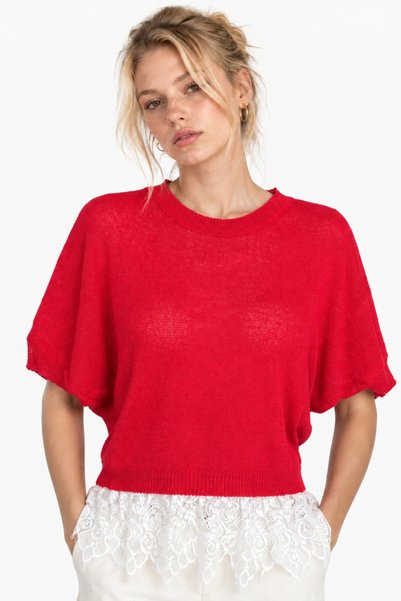 Lace Hem Detailed Loose Knitwear Blouse
