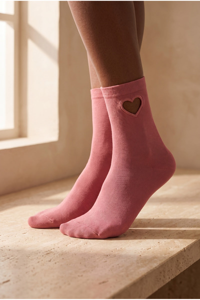 Women's heart window family sock powder