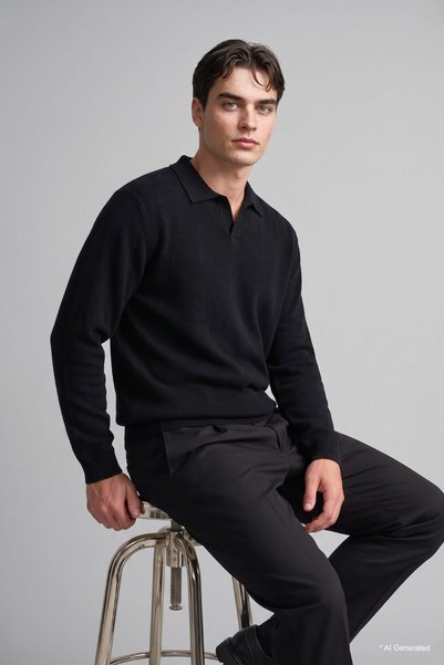 Regular Fit Polo Collar Corduroy Sweatshirt I2055Ax26Wn