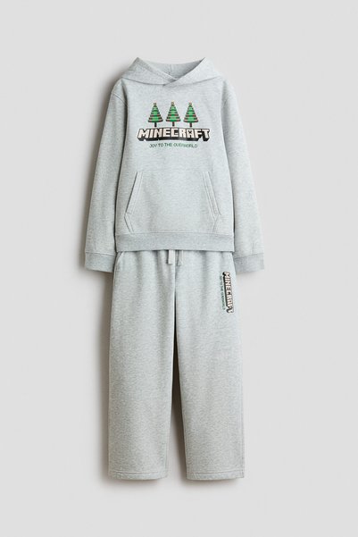 2 Piece Printed and Furry Inside Sweatshirt Set