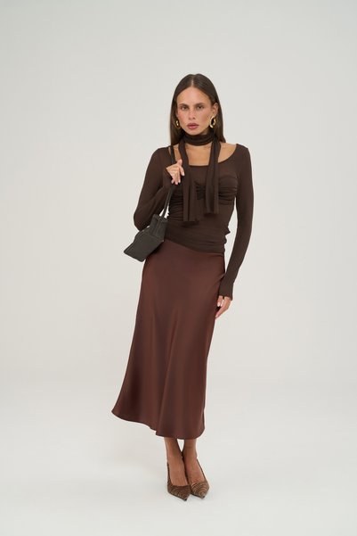 Daffodil Brown Satin Skirt