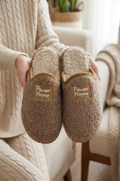 Women's Mink Silvery Shiny Plush House Slippers