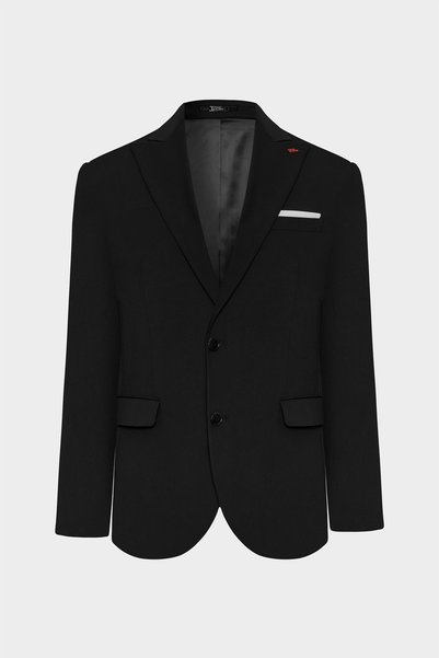 Slim Fit Black Dobby Suit