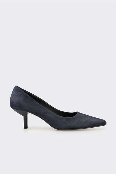Navy Blue Leather Women's Stiletto Heel with a Thin Stiletto Heel