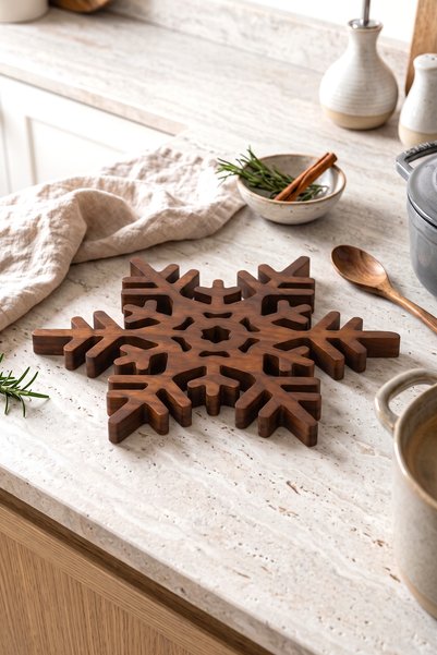 Acacia Snowflake Multi-Purpose Pot and Pan Mat