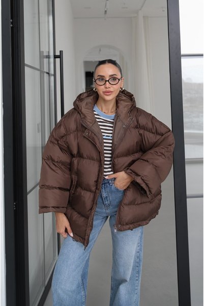 Brown Hooded Puffer Jacket