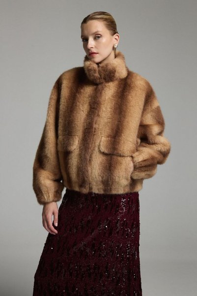 Mert Aslan Brown Fur Coat