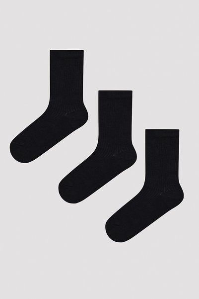 3 Pairs of Cotton Ribbed Socks