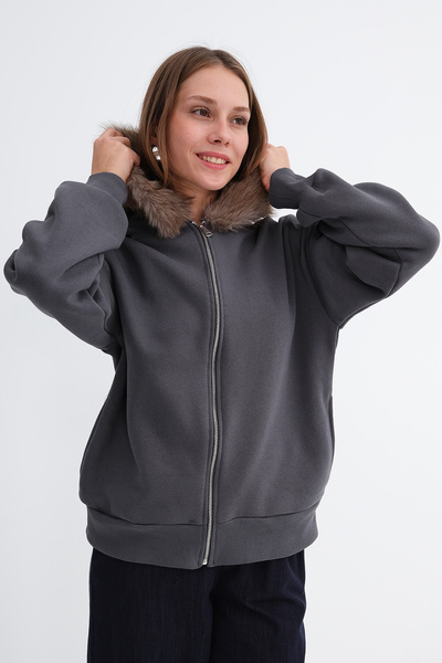 Furry Hooded Sweatshirt H9072