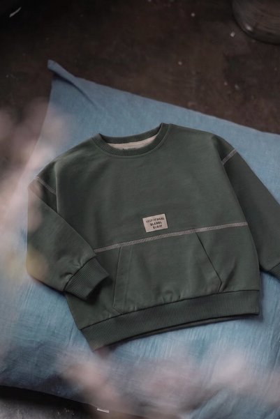 Karyoka Detailed Oversize Sweatshirt 2-8 Years Khaki Green