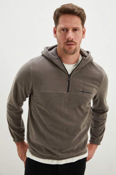 Half Zipper Hooded Fleece Sweatshirt