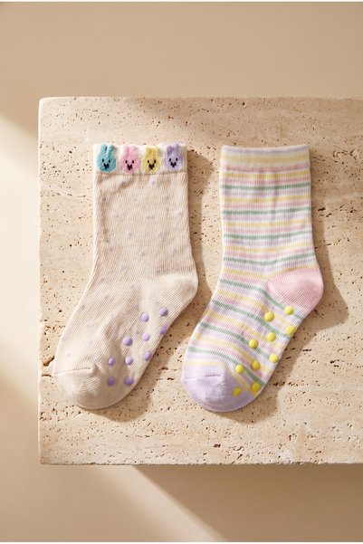 Baby Rabbit Patterned Cotton 2-Piece Socks