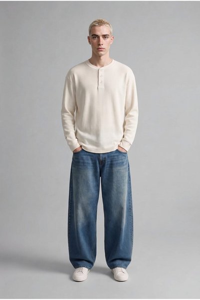 Super Baggy Fit High-Waisted Wide-Leg Jean Pants J1128Ax26Au