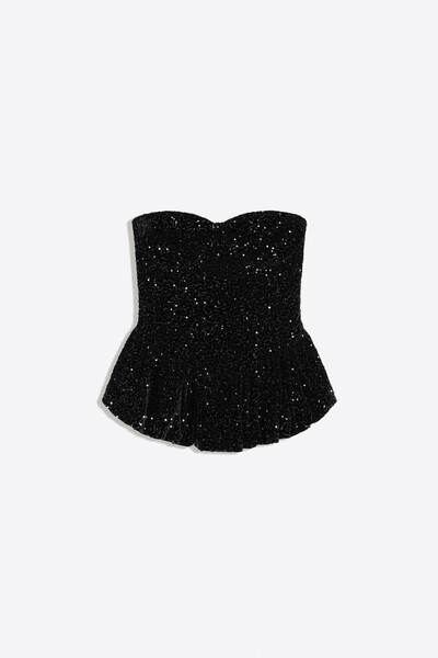 Sequin Peplum Corset Top