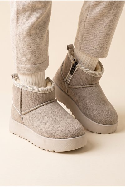 Children's Fur Lined, Suede Look, Zippered, Thick Sole, Ankle Boots