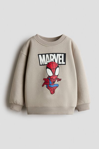 Printed and Fleece-Lined Sweatshirt