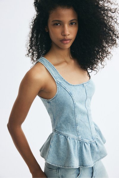 Peplum Denim Top
