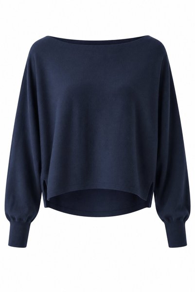 Navy Blue Wide Collar Sweater - 261145