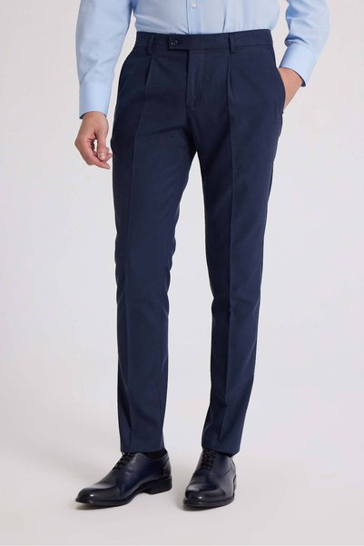 Navy Blue Dobby Fabric Trousers