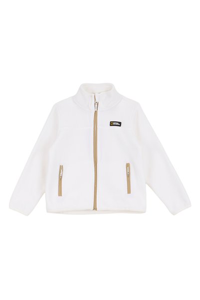 N6Wb-Swt4829 Ecru Boy's Stand Collar Relaxed Sweatcoat