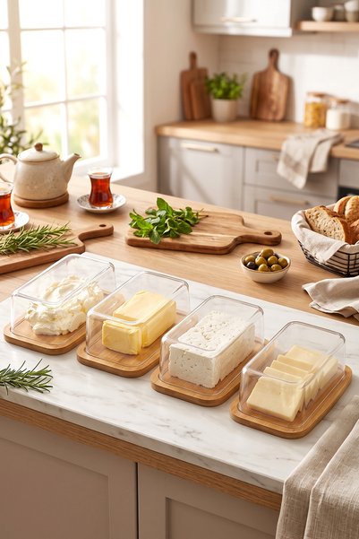 4-Piece Rectangular Bamboo Lid Breakfast Storage Container 750 ml