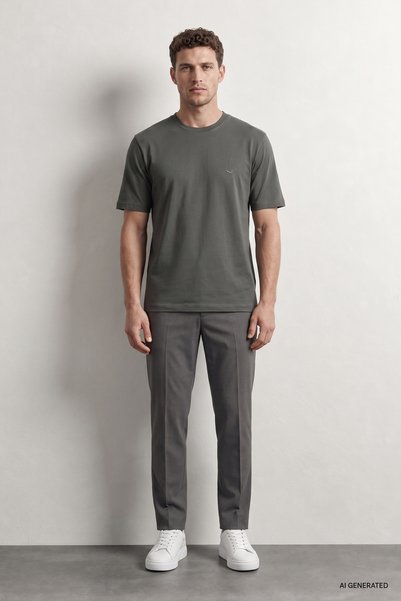 Ds Damat Regular Fit Khaki Plain T-Shirt