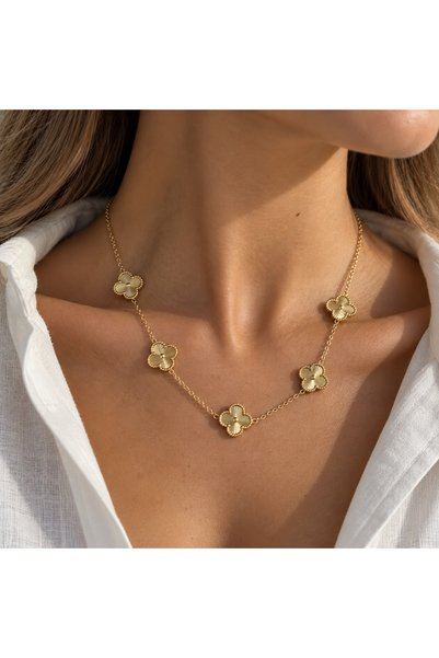 Steel Pentacle Clover Necklace