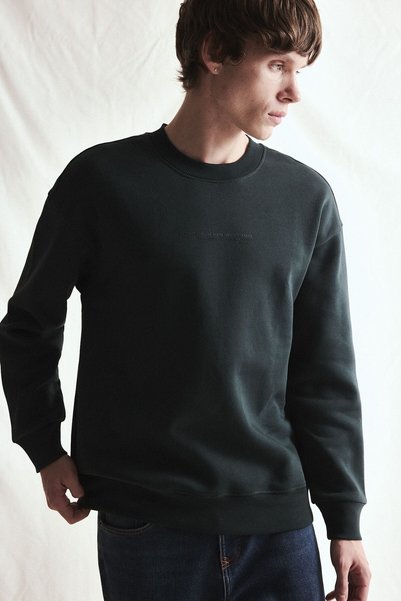 Boxy Fit Long Sleeve Cotton Crew Neck Soft Brushed Inside Printed Sweatshirt X8282AZ26AU