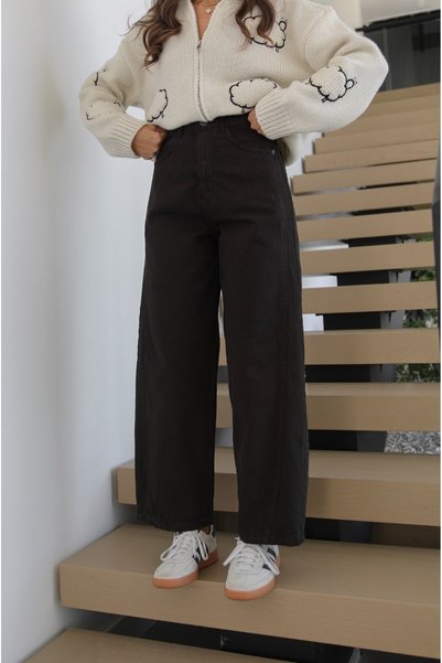 Bitter Brown Double Stitched Mom Jeans