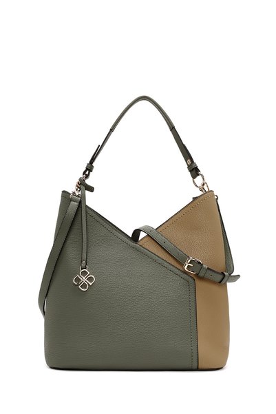 Women's Green Short and Long Strap Shoulder Bag Wb150020Sv