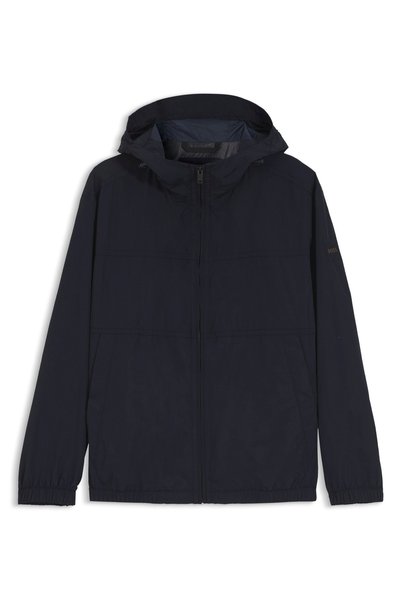 Otily Navy Blue Men's Hooded Relaxed Woven Pocket Coat