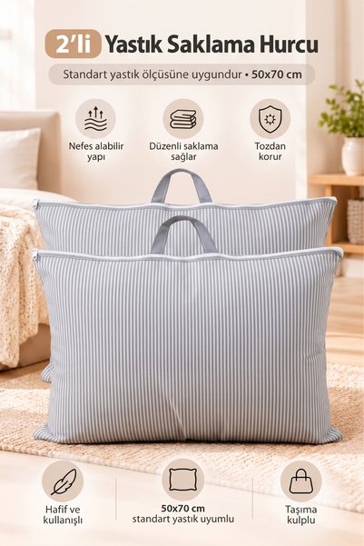 Pillow Storage Bag 50x70 cm – Zipper Closure, Handles, Dust-Proof, Sets of 2 and 4