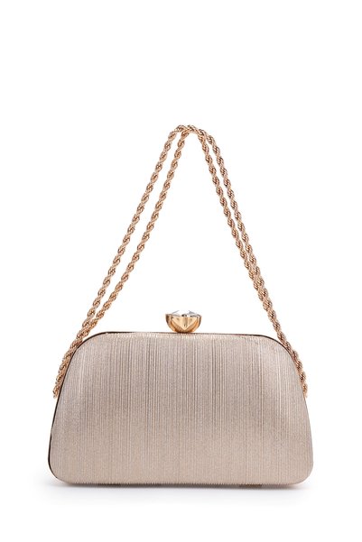 Floral Stone-Embellished Chain-Link Venom Women's Evening Bag