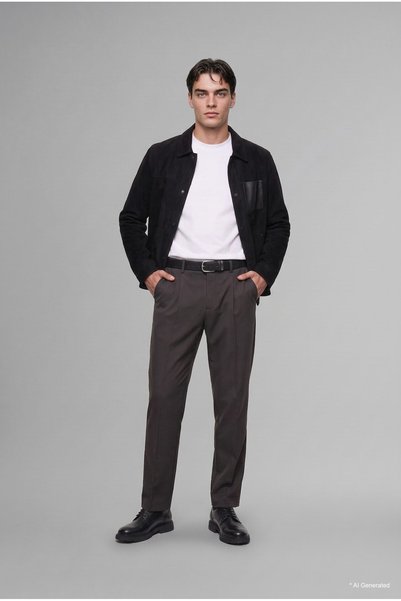 Relaxed Fit Comfortable Fit Regular Pipe Leg Trousers I1089Ax26Wn