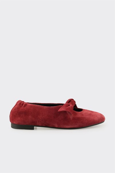Burgundy Leather Women's Casual Ballet Flats