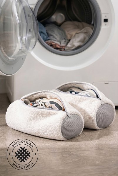 2-Piece Shoe Washing Bag with Zipper and Special Microfiber Fabric