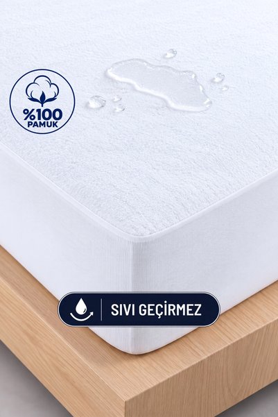 100% Cotton Towel, Liquid-Proof, Fitted, Elastic-Edged Mattress Protector Bed Sheet