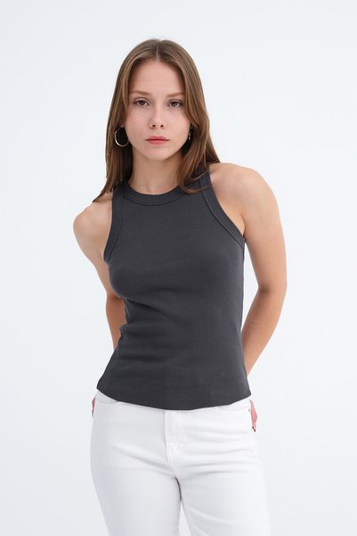 Halter Neck Ribbed Tank Top A13294-L7